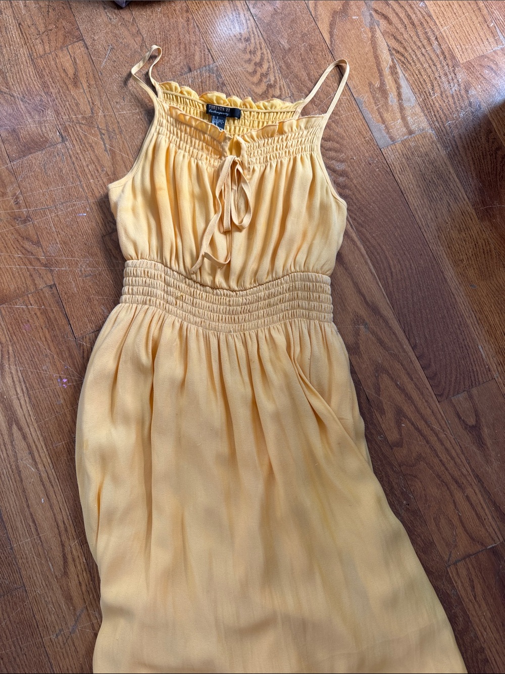 Forever 21 Yellow Smocked Waist Sundress